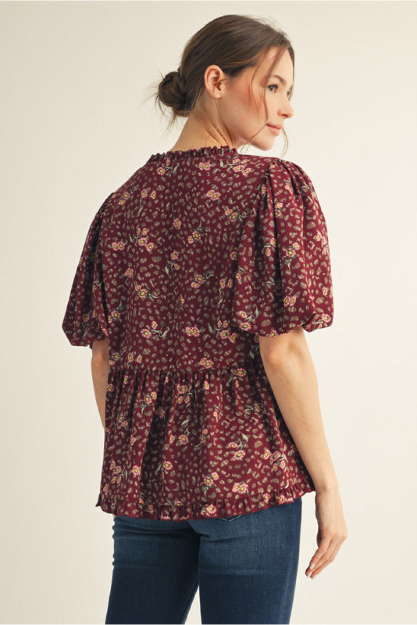 Leopard Peplum Blouse