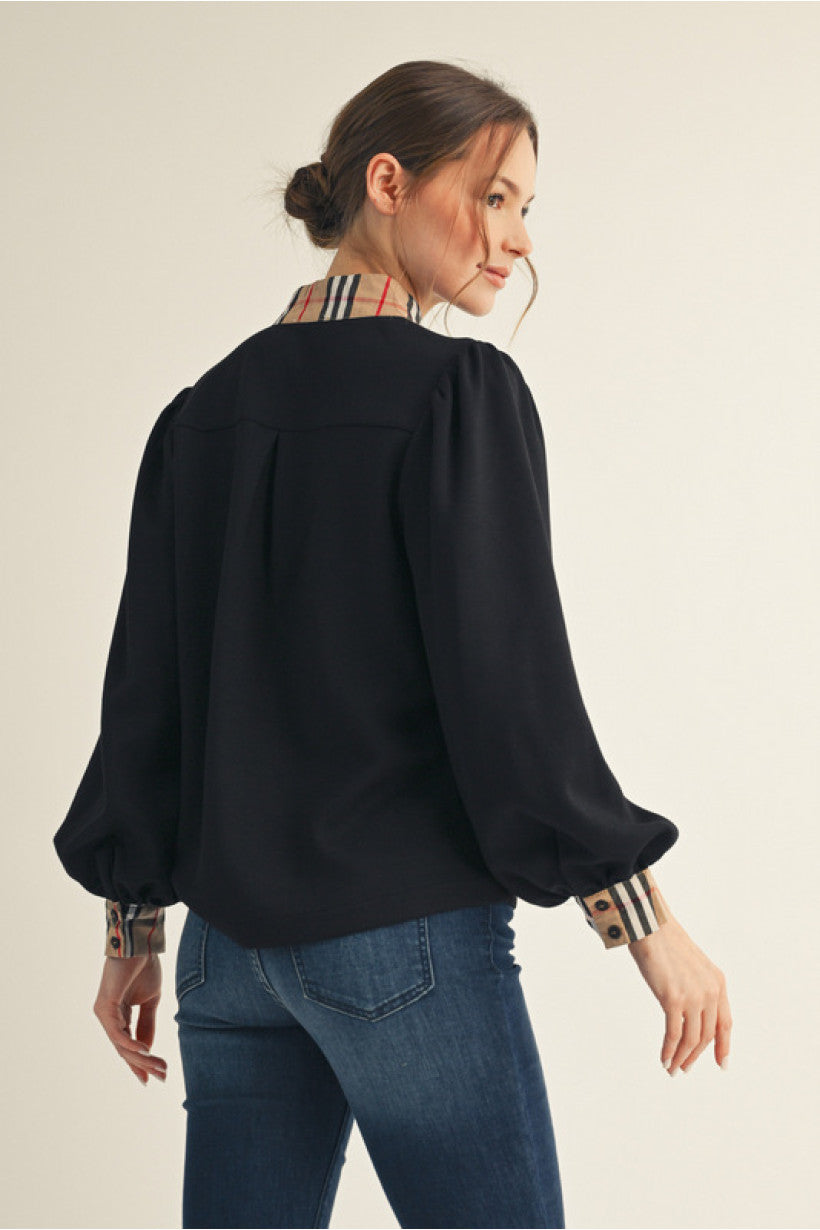 Plaid Inspired Plaid Contrast Top