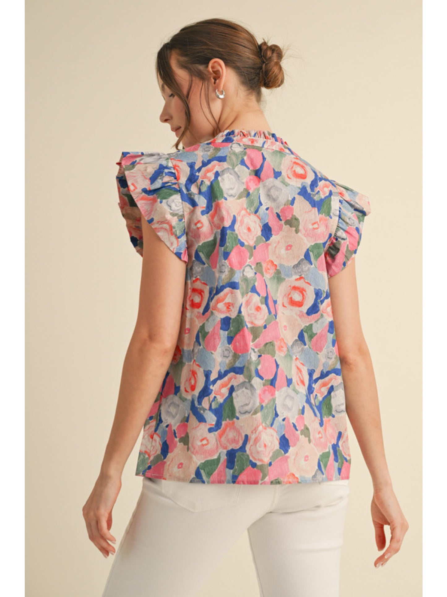 Spring Floral Flutter Blouse