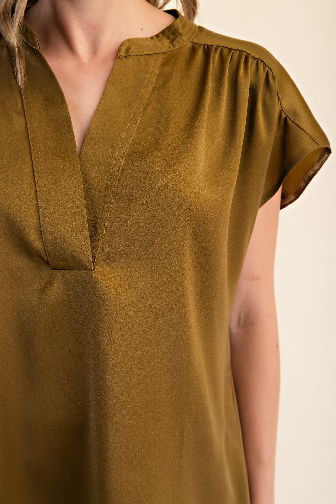 Fall in Olive Satin Blouse