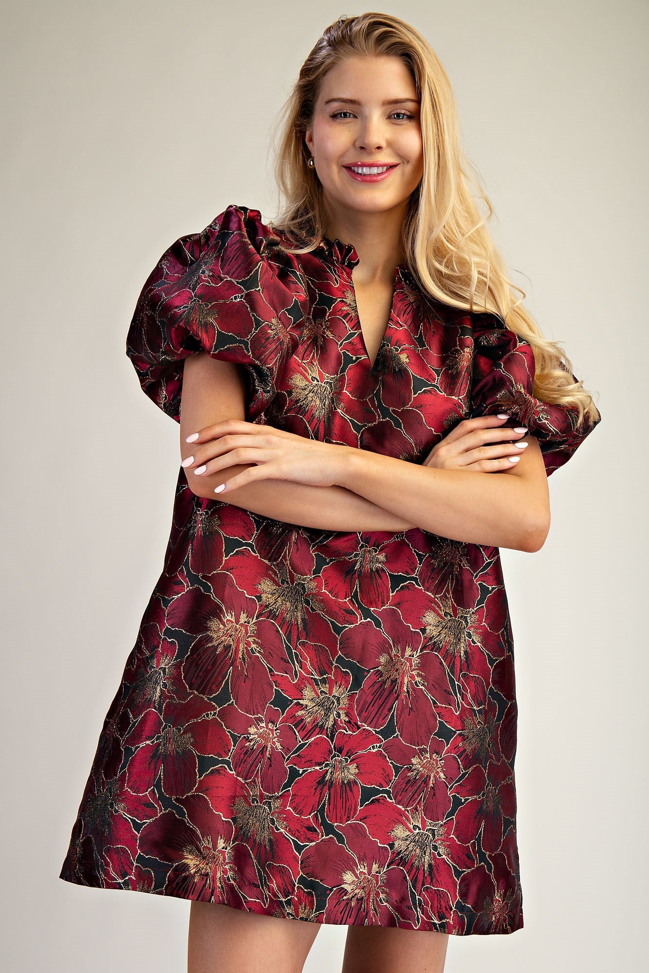 Holiday Blossom Mini Dress