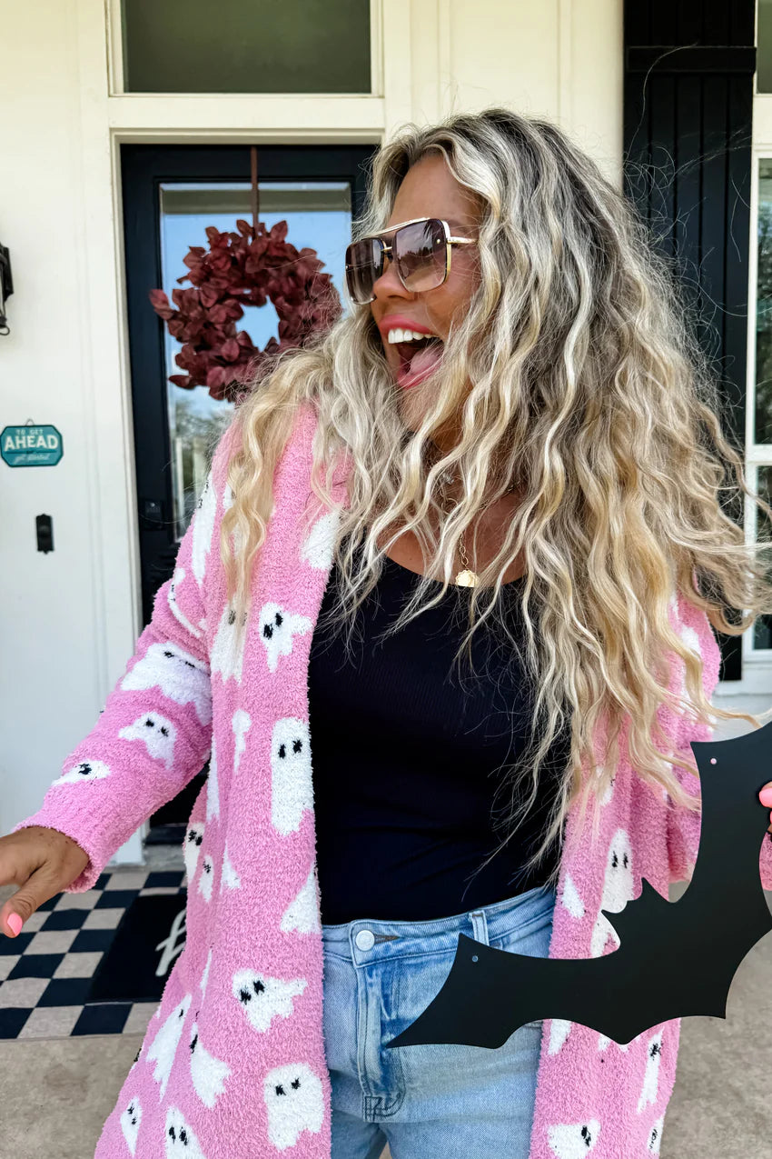 Pink Cloud Halloween Ghost Cardigan
