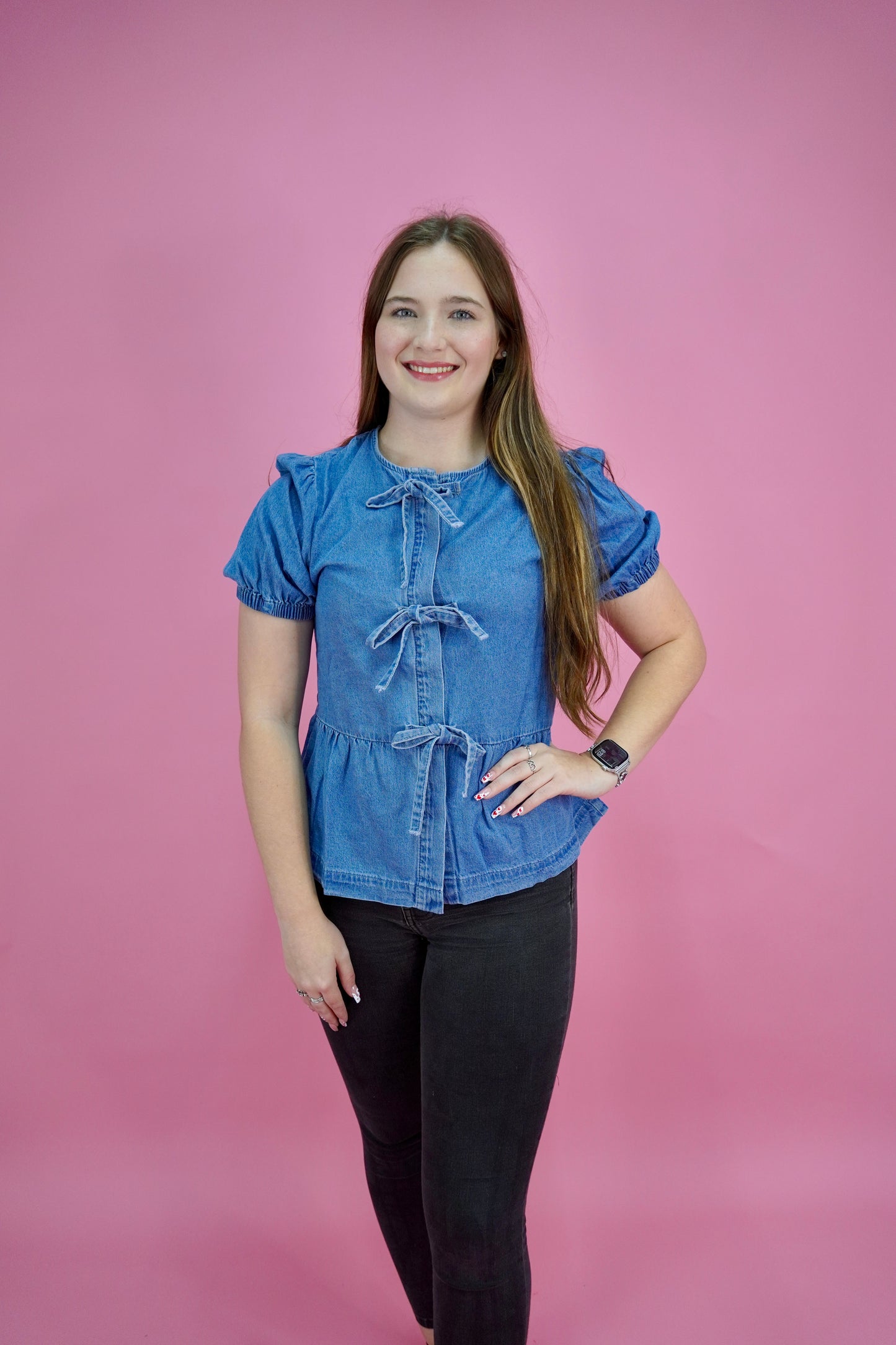 Bow Denim Top