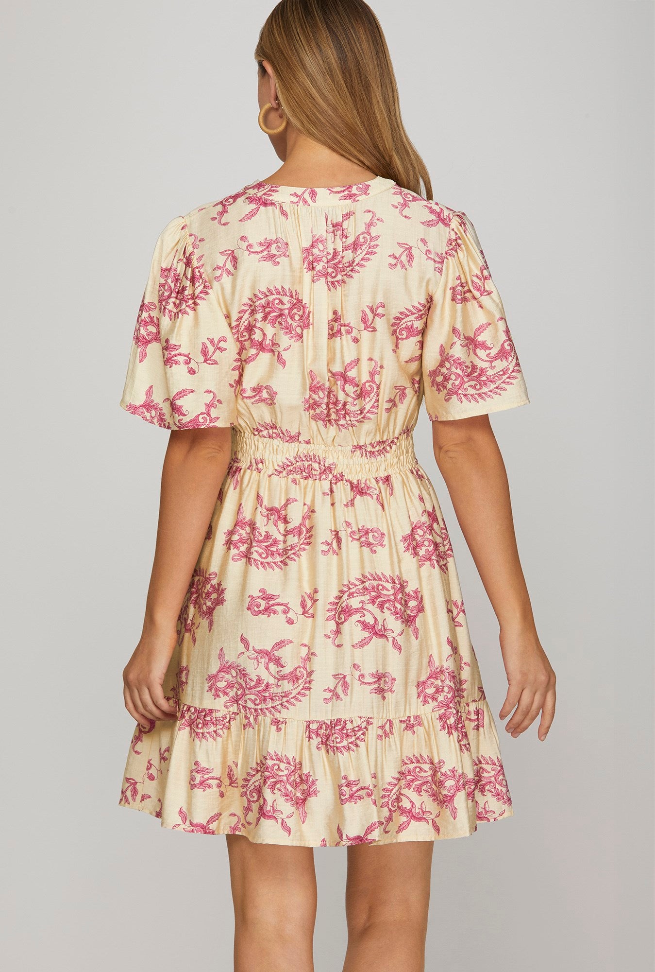 Magenta Paisley Mini Dress