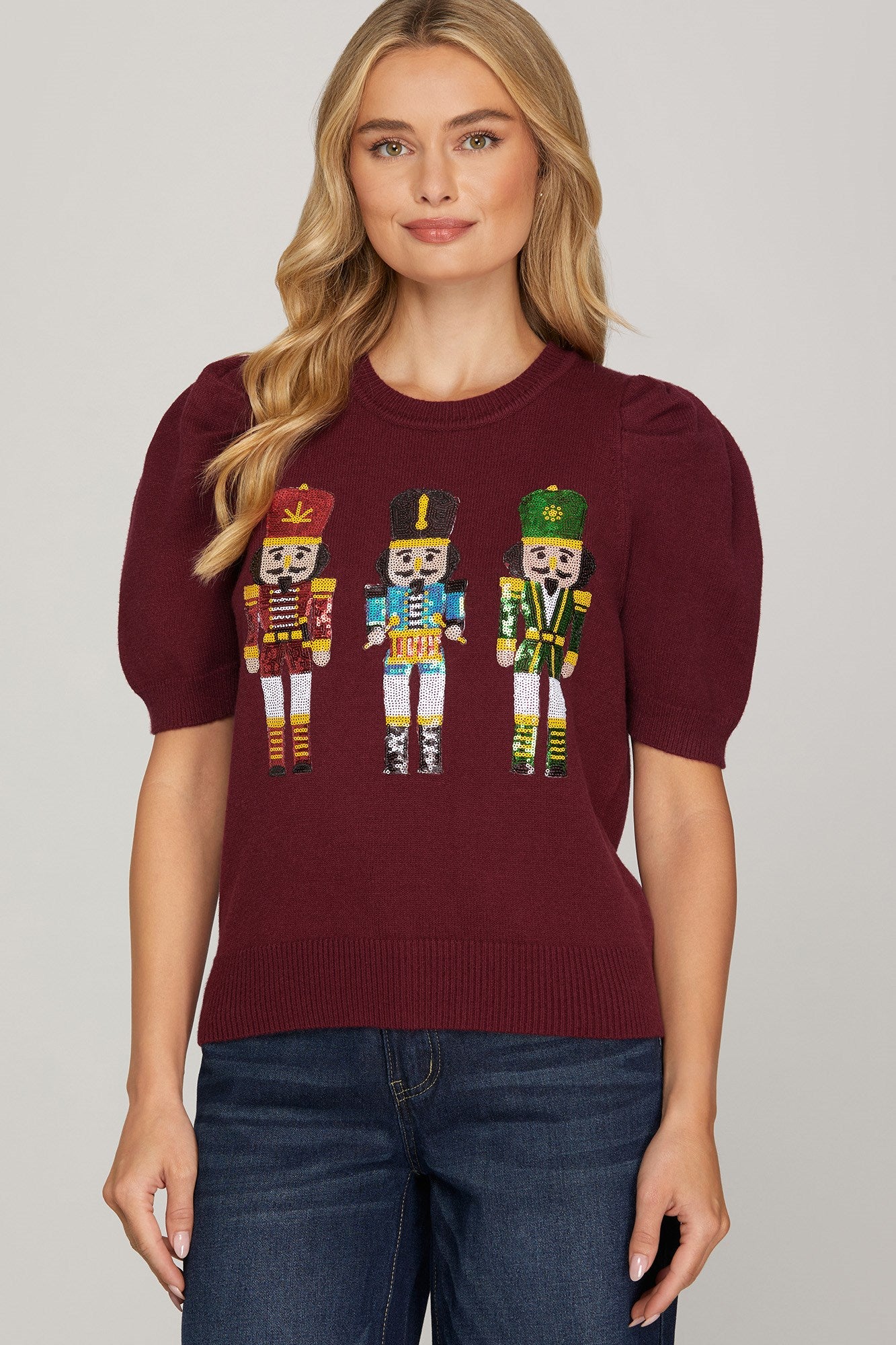Nutcracker Wine Knit Sweater