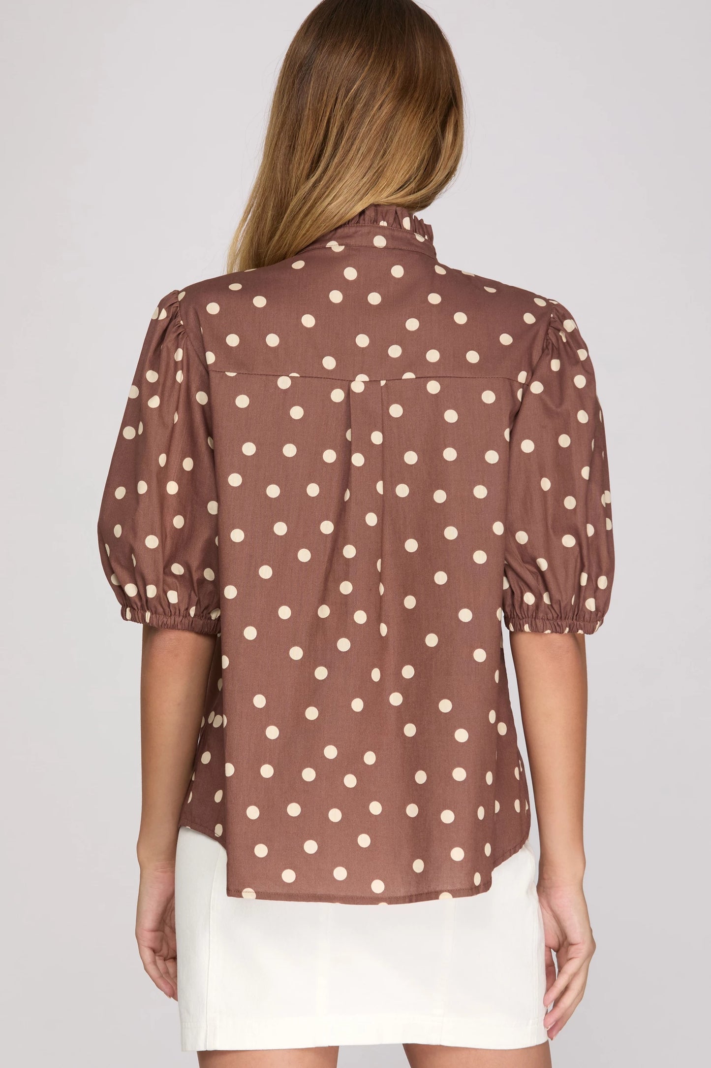 Brick Brown Polka Dot Charm Top