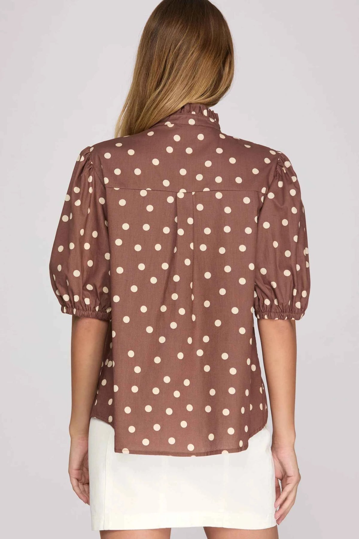 Brick Brown Polka Dot Charm Top