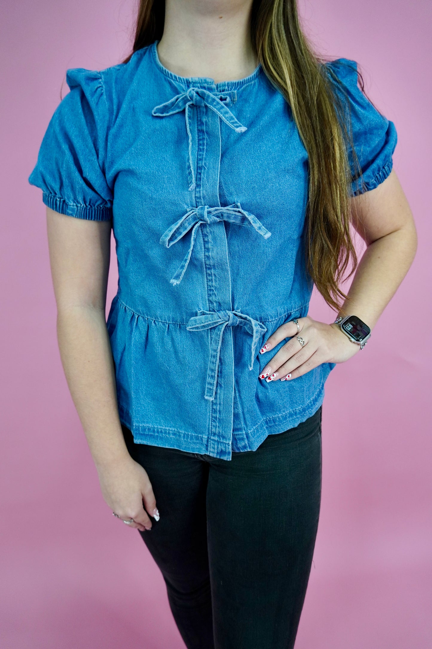Bow Denim Top