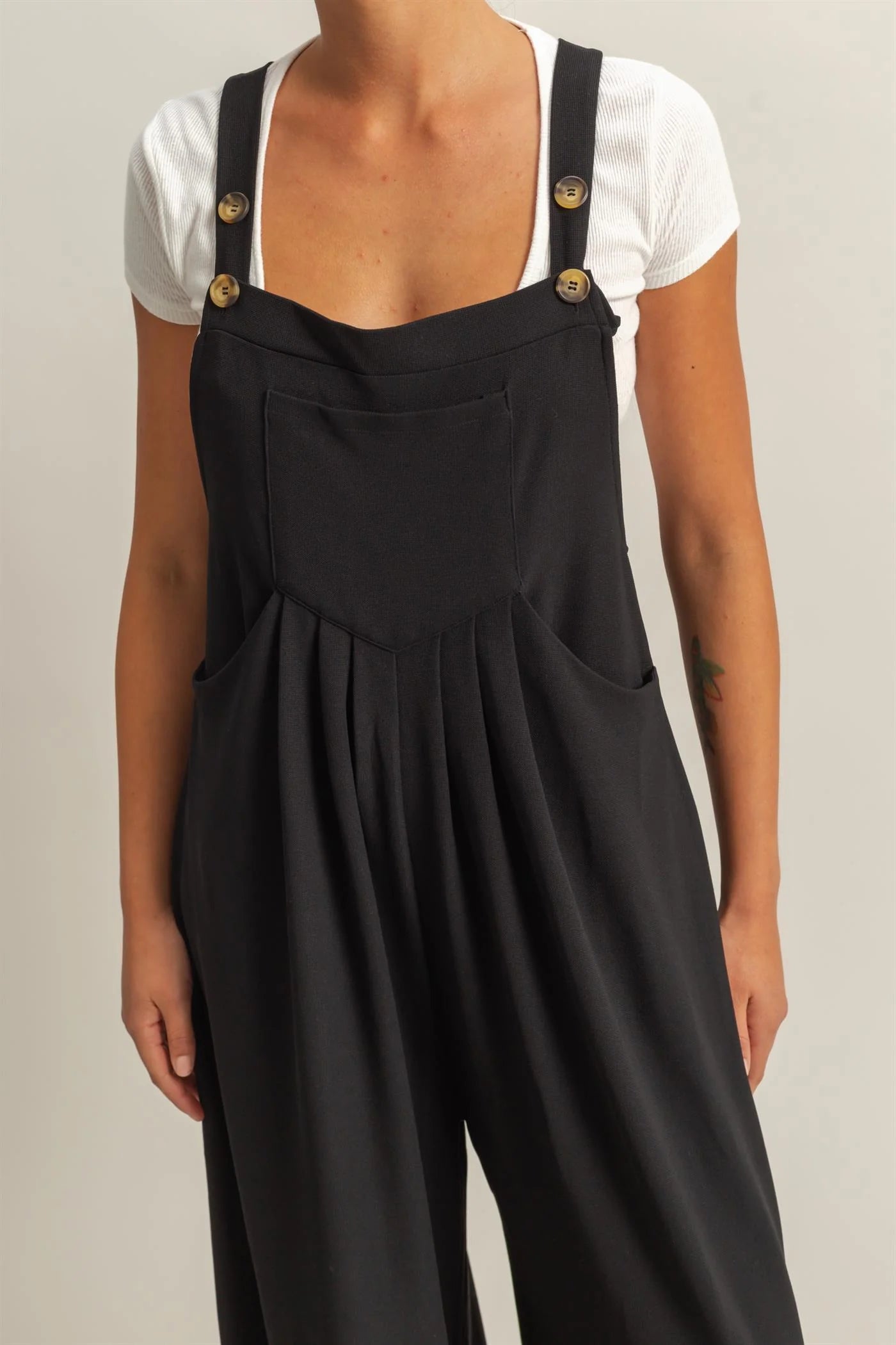 Black Washed Ribbed Jumpsuit