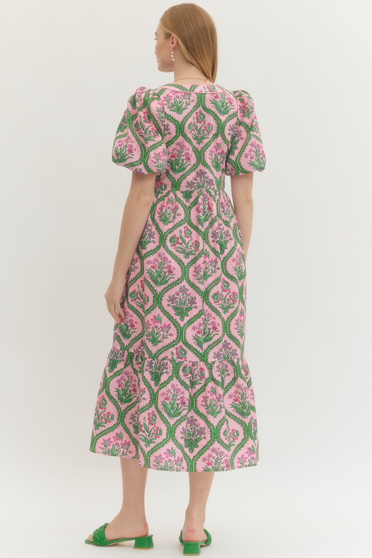 Rosé Garden Breeze Midi Dress