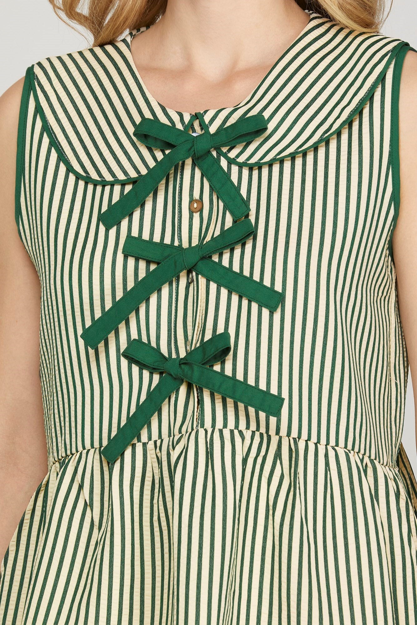 Green Bow Stripe Tank