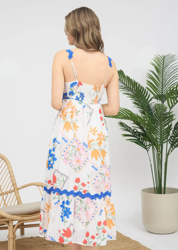 Floral Ric Rac Midi Dress
