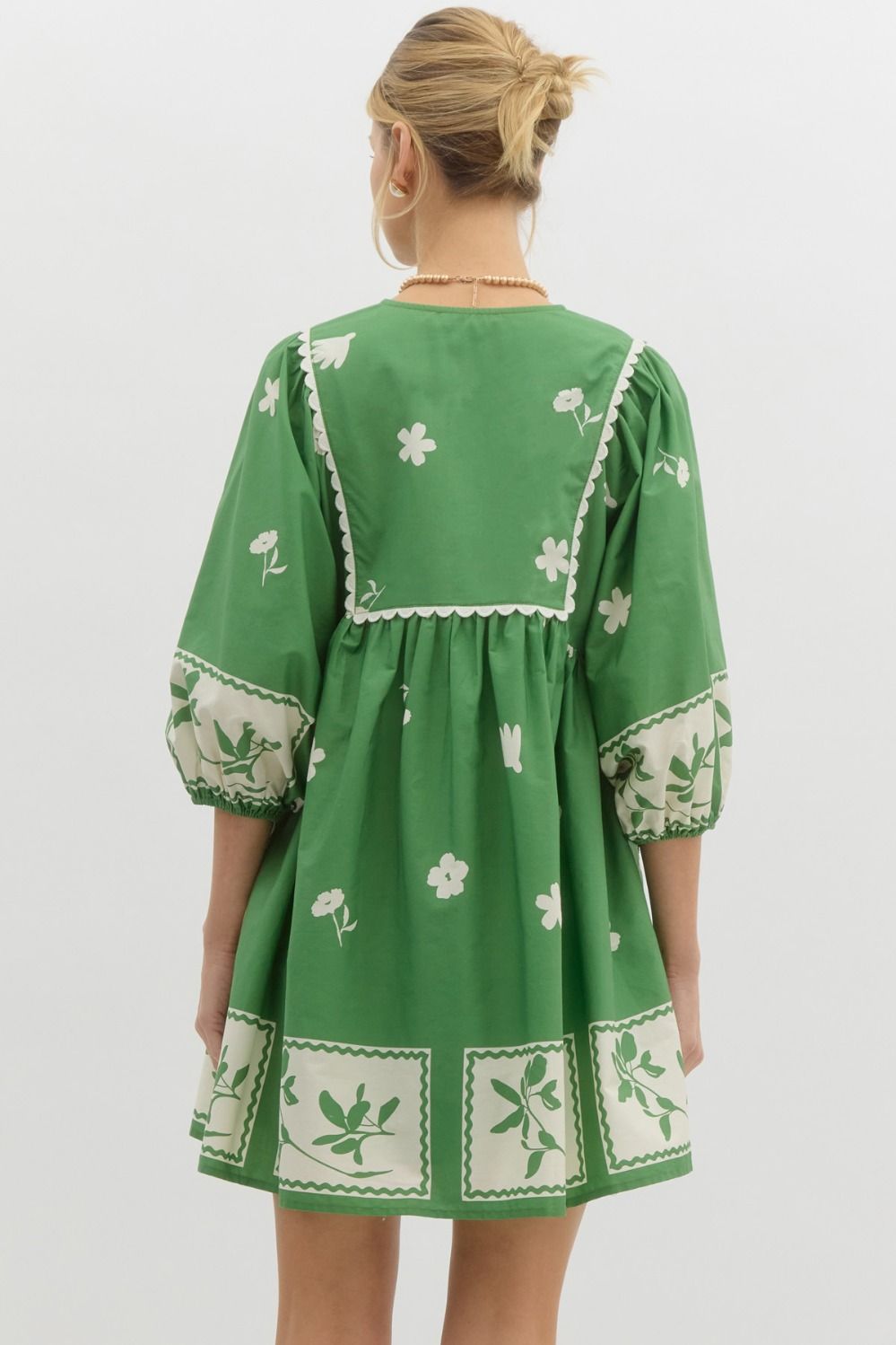 Green Embroidered Mini Dress