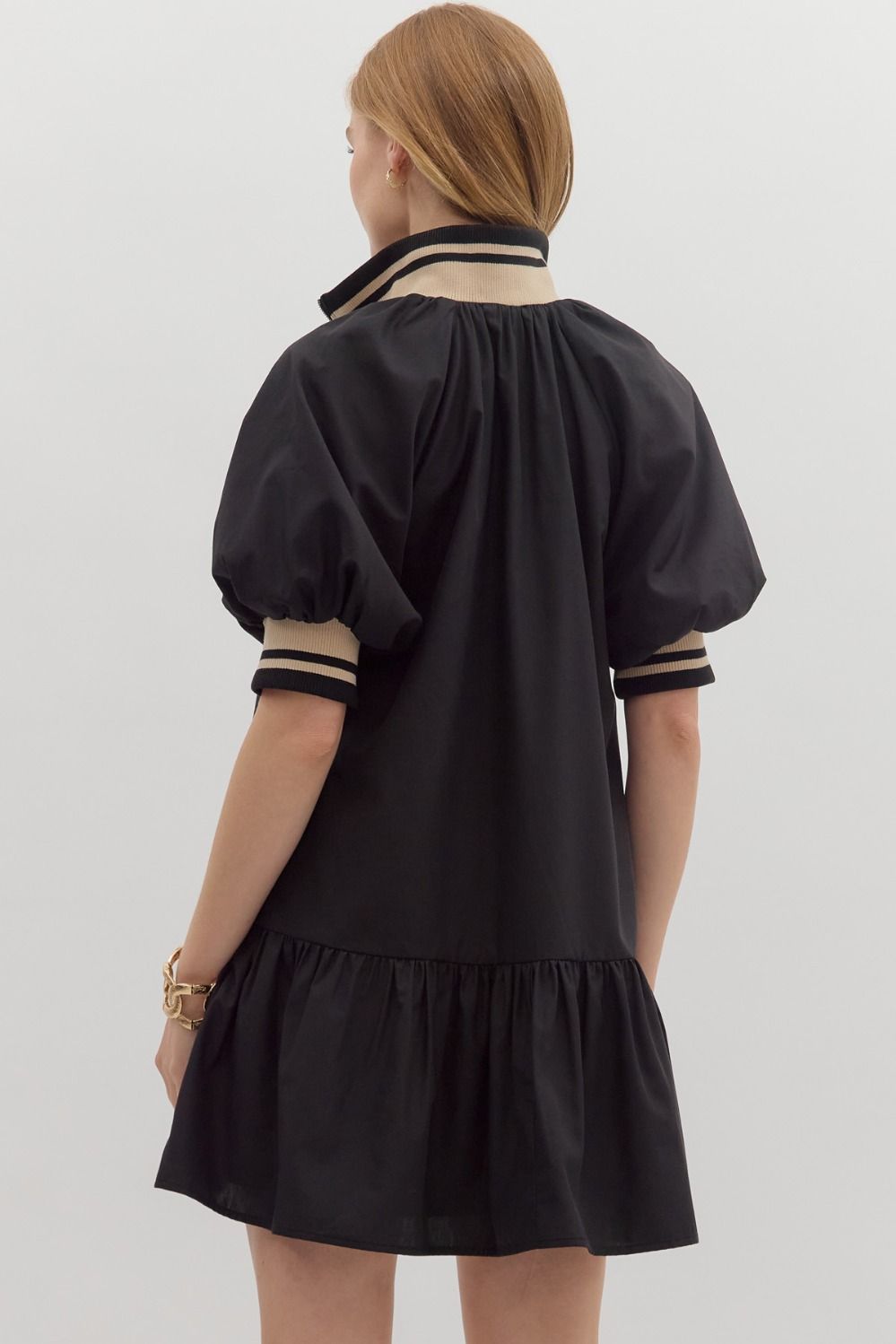 Stripe Comfort Black Mini Dress