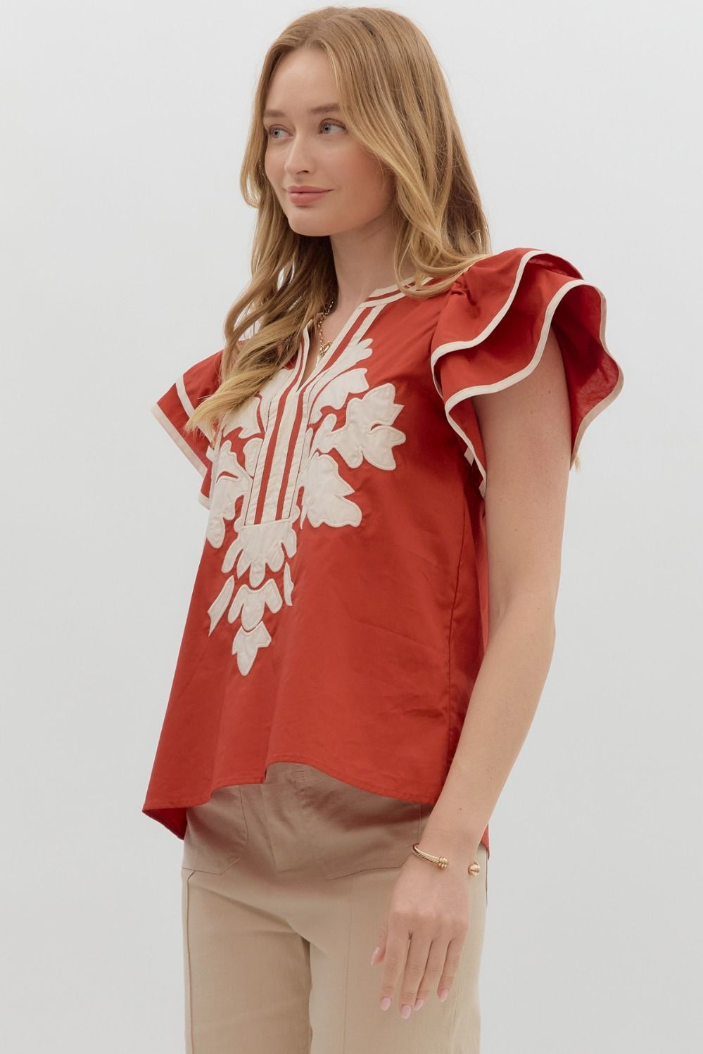 Rust Embroider Top