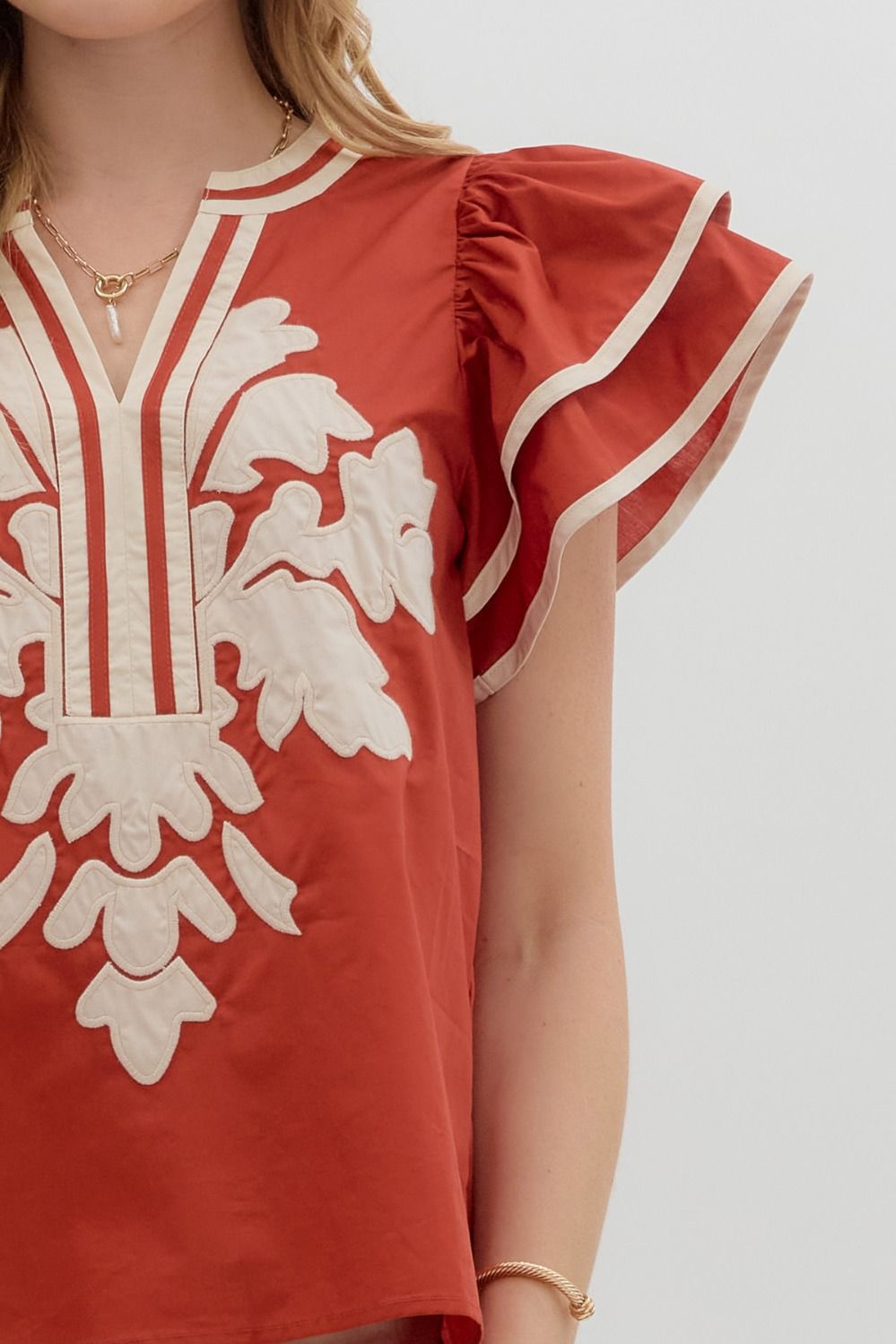 Rust Embroider Top