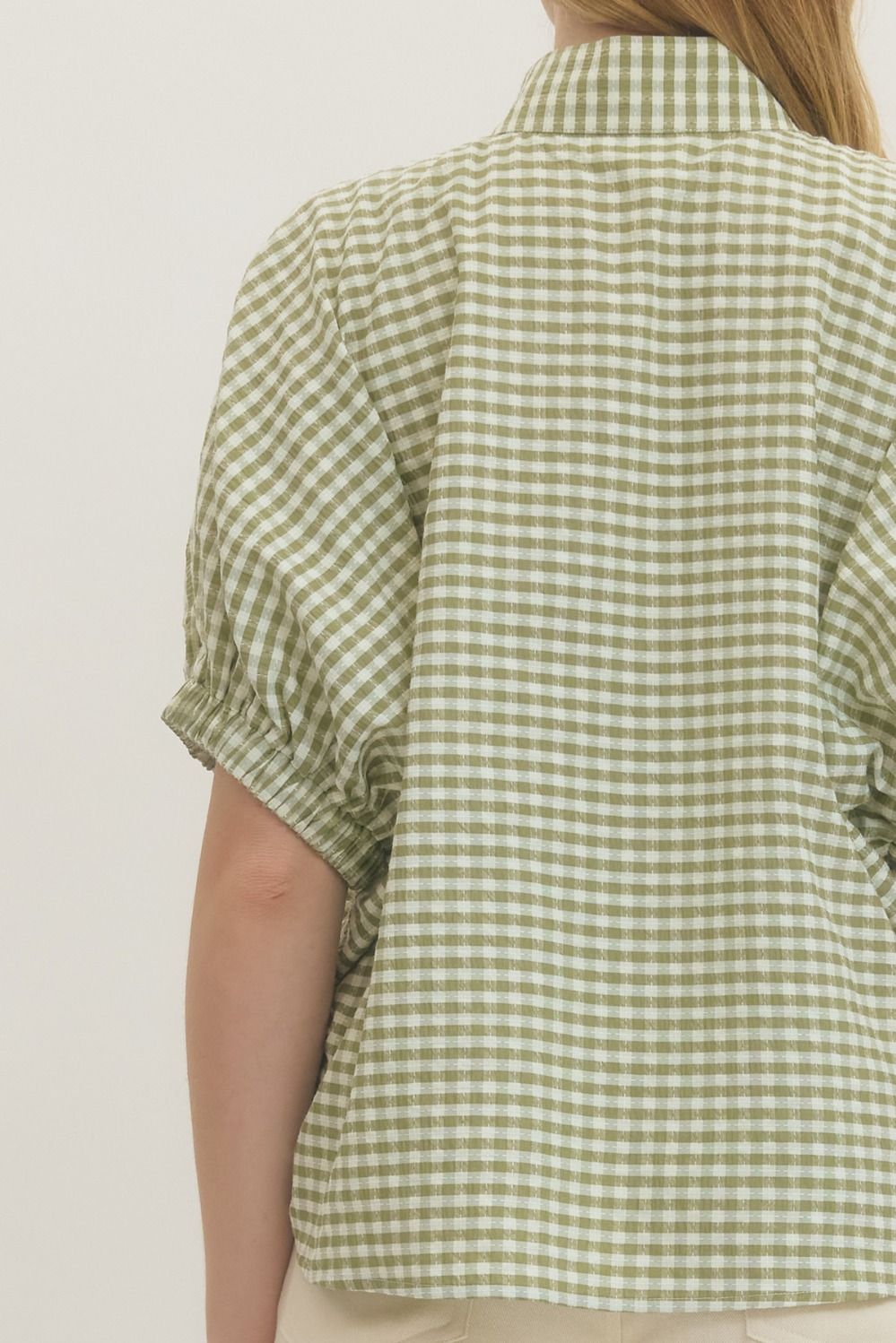 Matcha Gingham Dolman Top