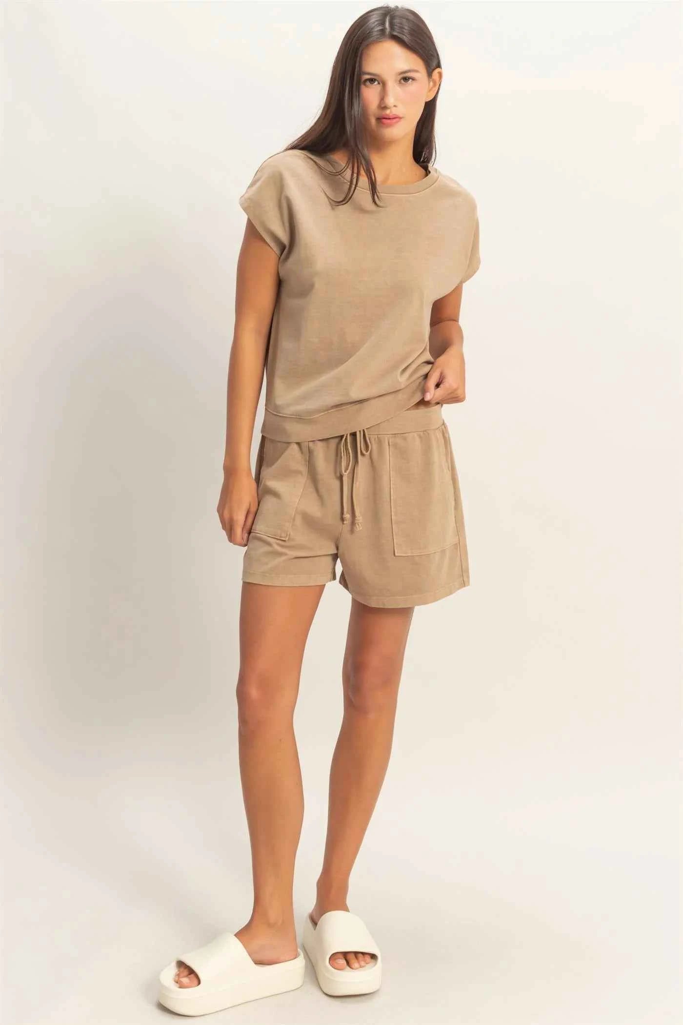 Mocha Women's Cotton Top & Shorts Set