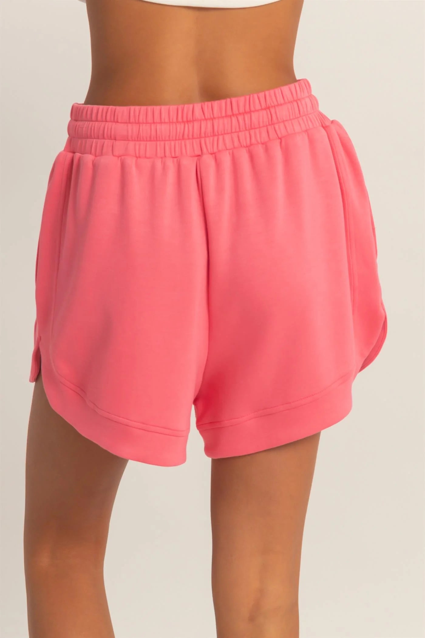 Taffy Pink High-Rise Lounge Shorts – Soft & Flowy Comfort