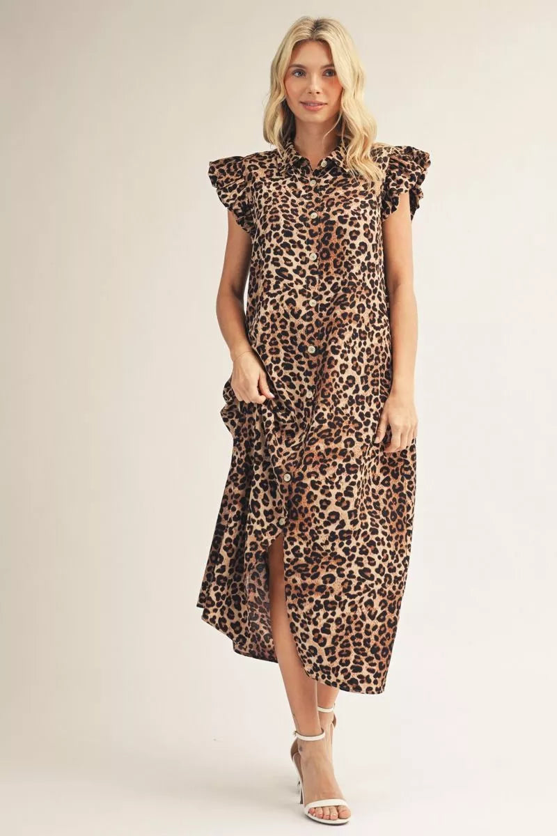 Leopard Button Down Mini Dress