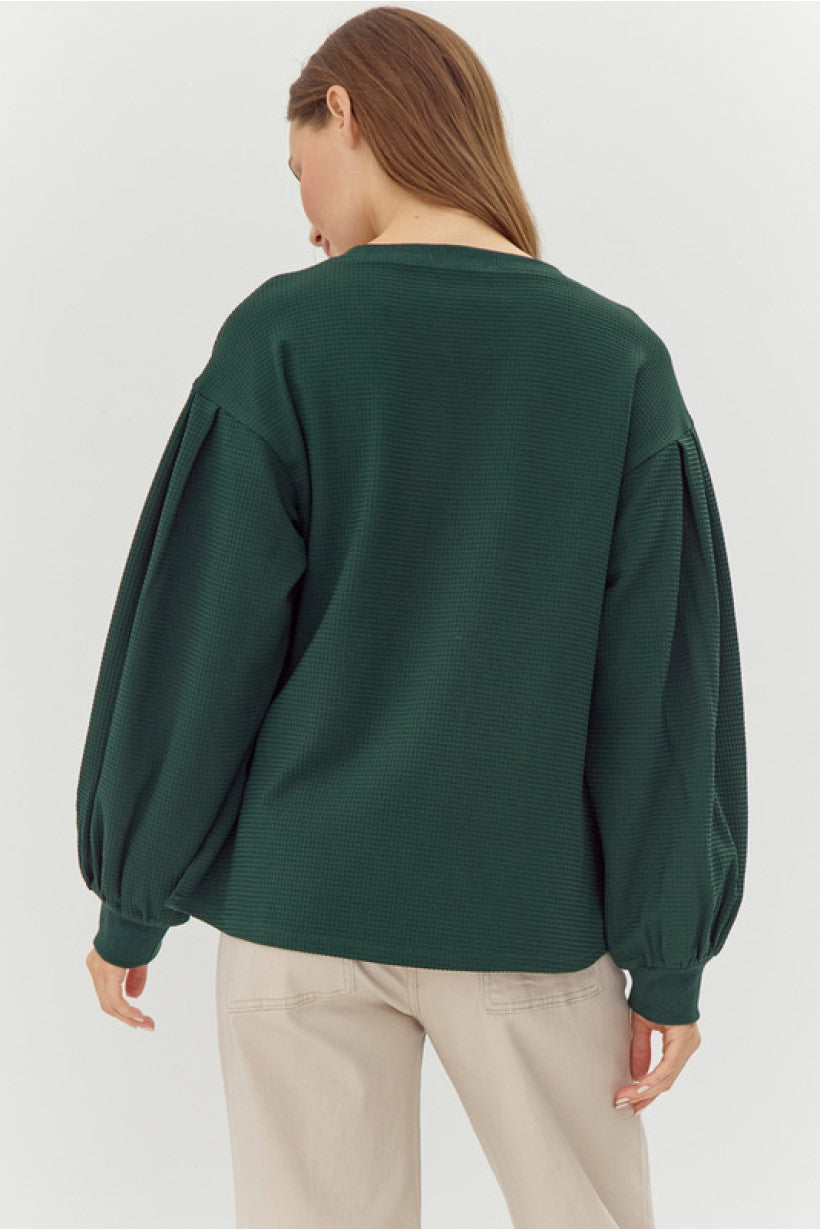 Green Waffle Knit Top