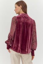 Velvet Printed Sleeve Blouse