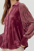 Velvet Printed Sleeve Blouse