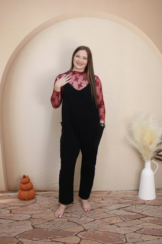 Casual Black Jumpsuit