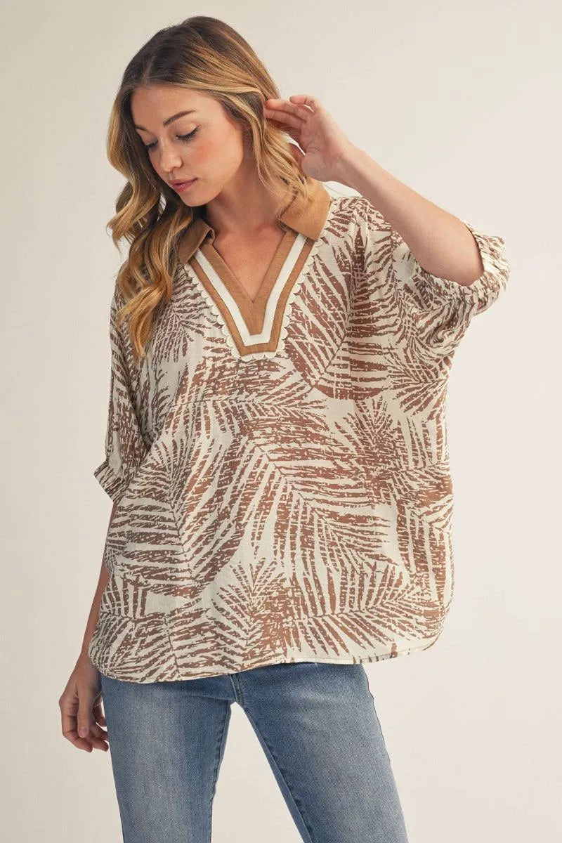 Tropical Breeze Scallop Trim Top