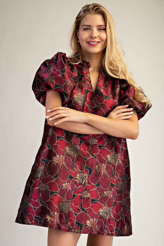 Holiday Blossom Mini Dress