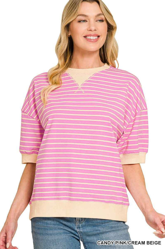 Sweet Stripe Ribbed Pullover