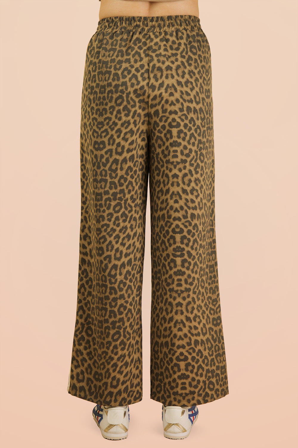 Leopard Printed Cotton Twill Tape Detail Pants