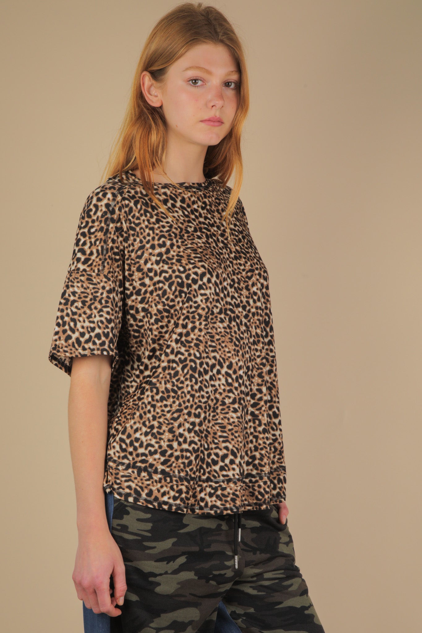 Oversized Leopard Printed Knit Top