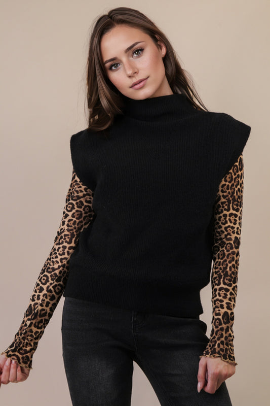 Black Soft Knit Sweater Vest Top