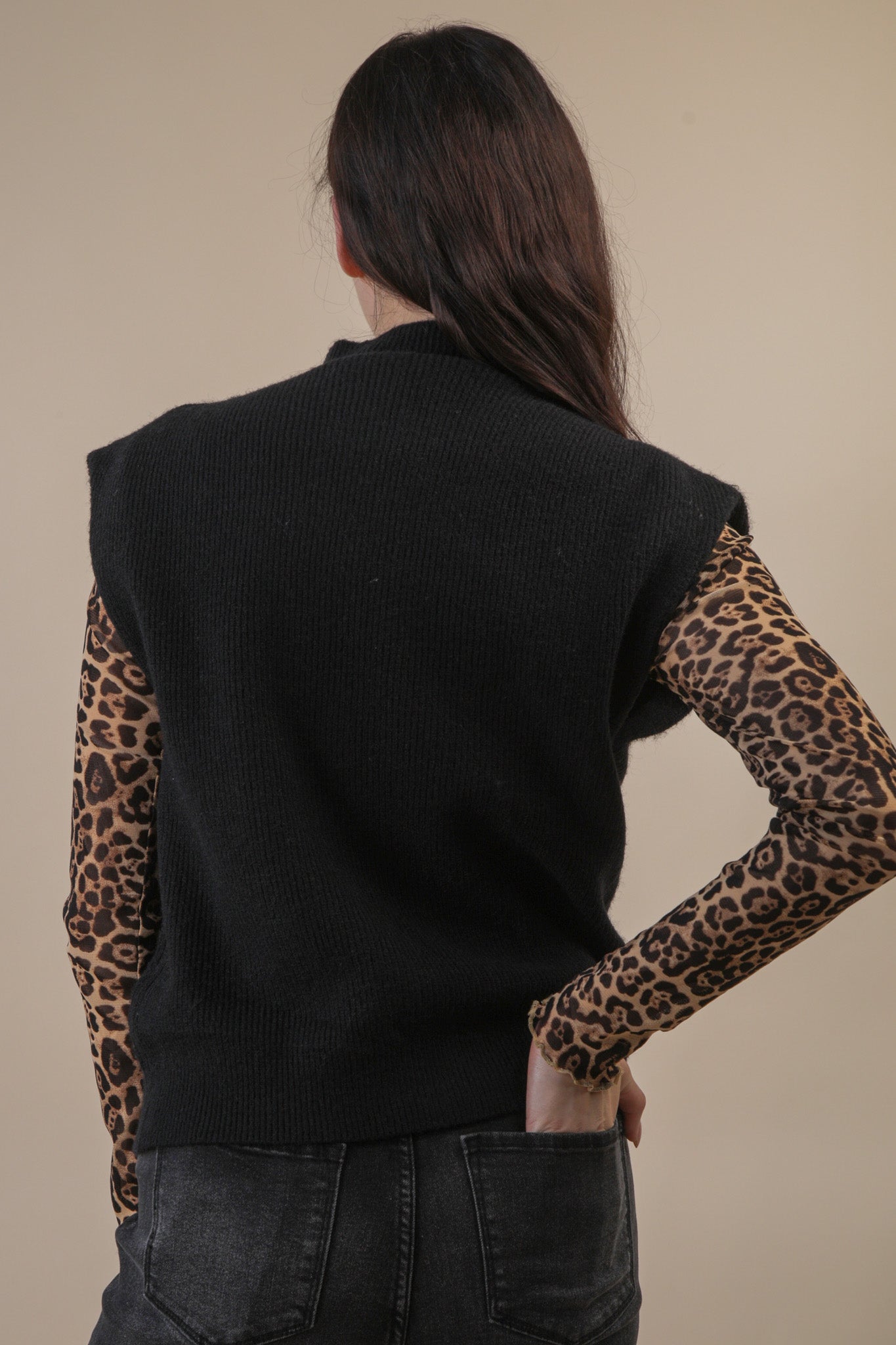 Black Soft Knit Sweater Vest Top