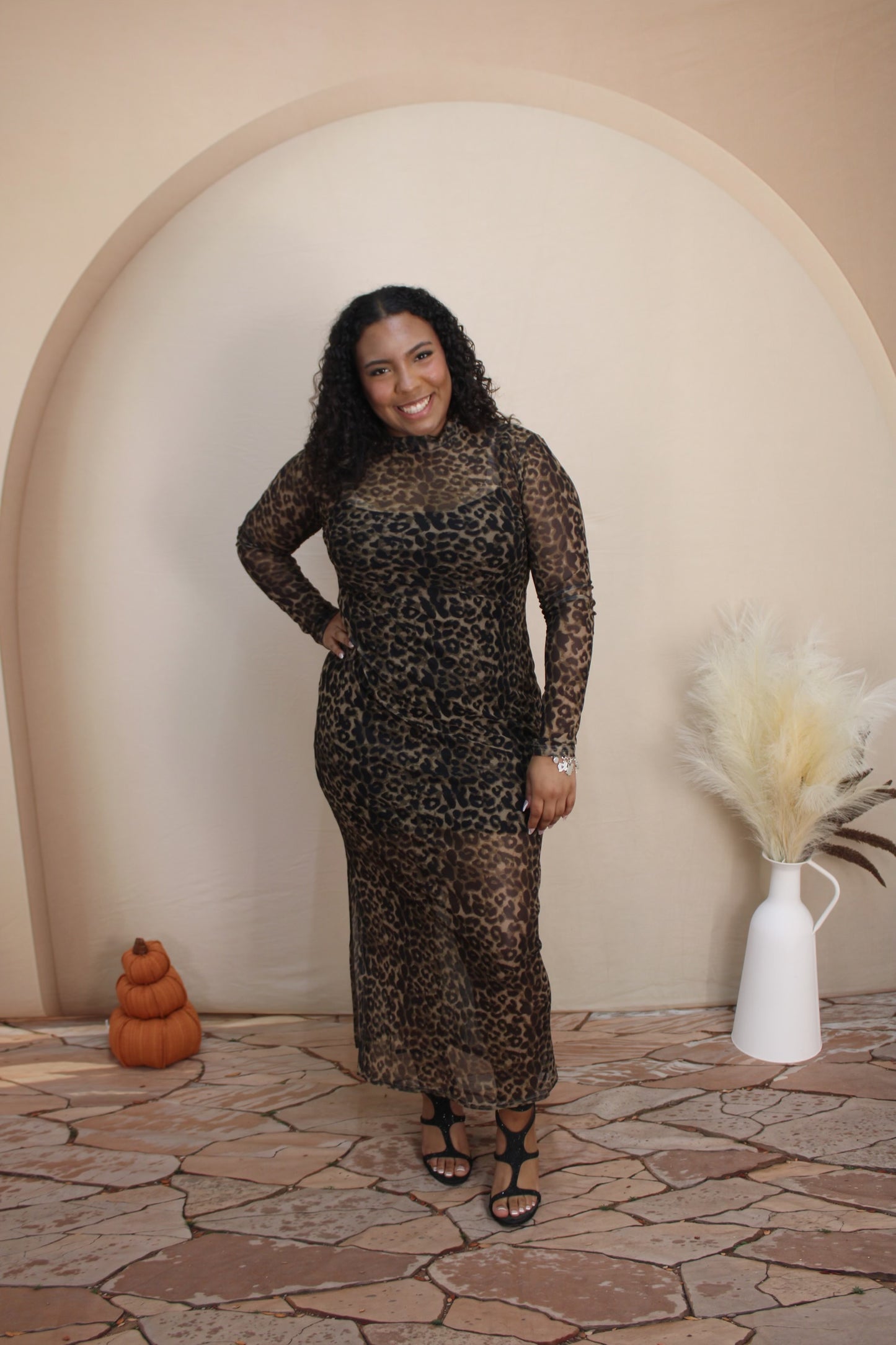 Overlayered Leopard Maxi Dress