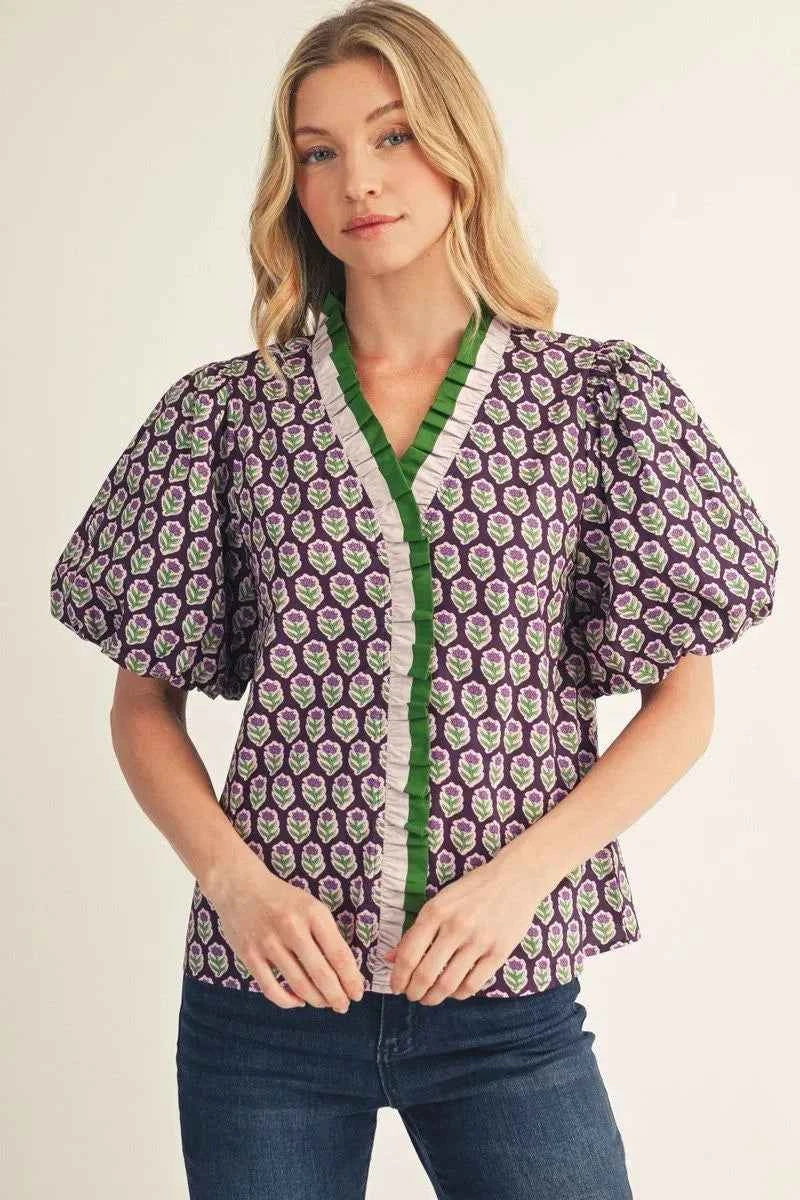 Sweet Bloom Ruffle Floral Top