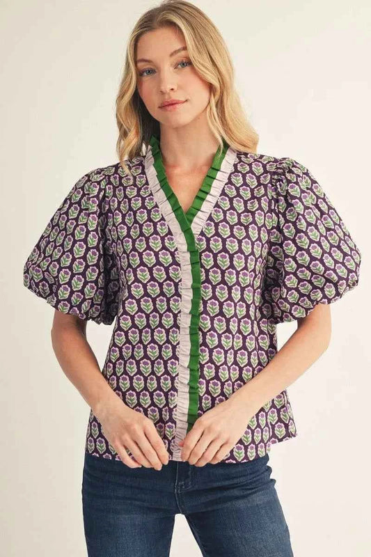 Sweet Bloom Ruffle Floral Top