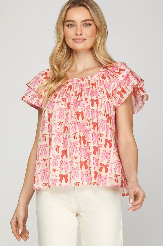 Bow Print Top