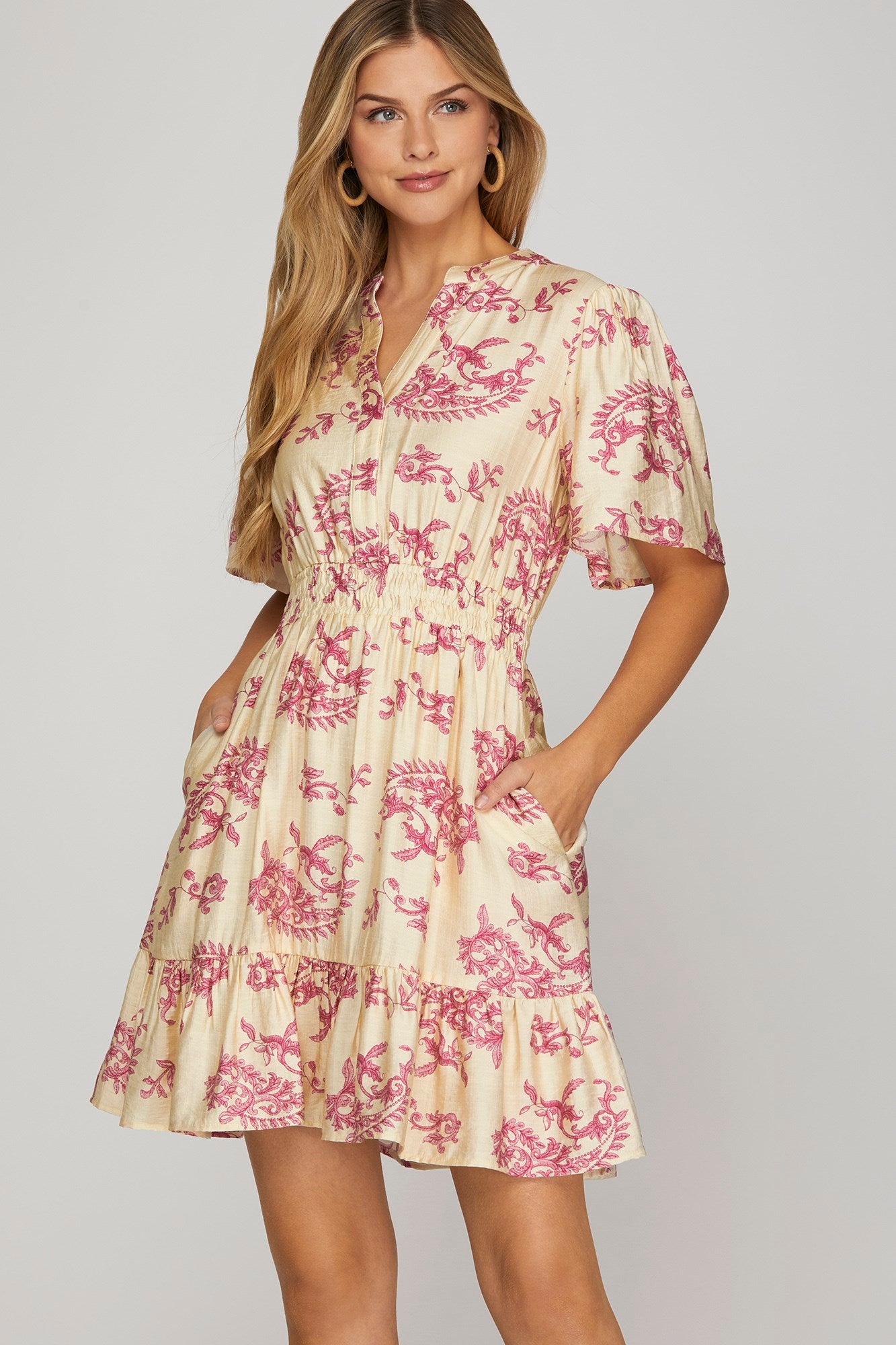 Magenta Paisley Mini Dress