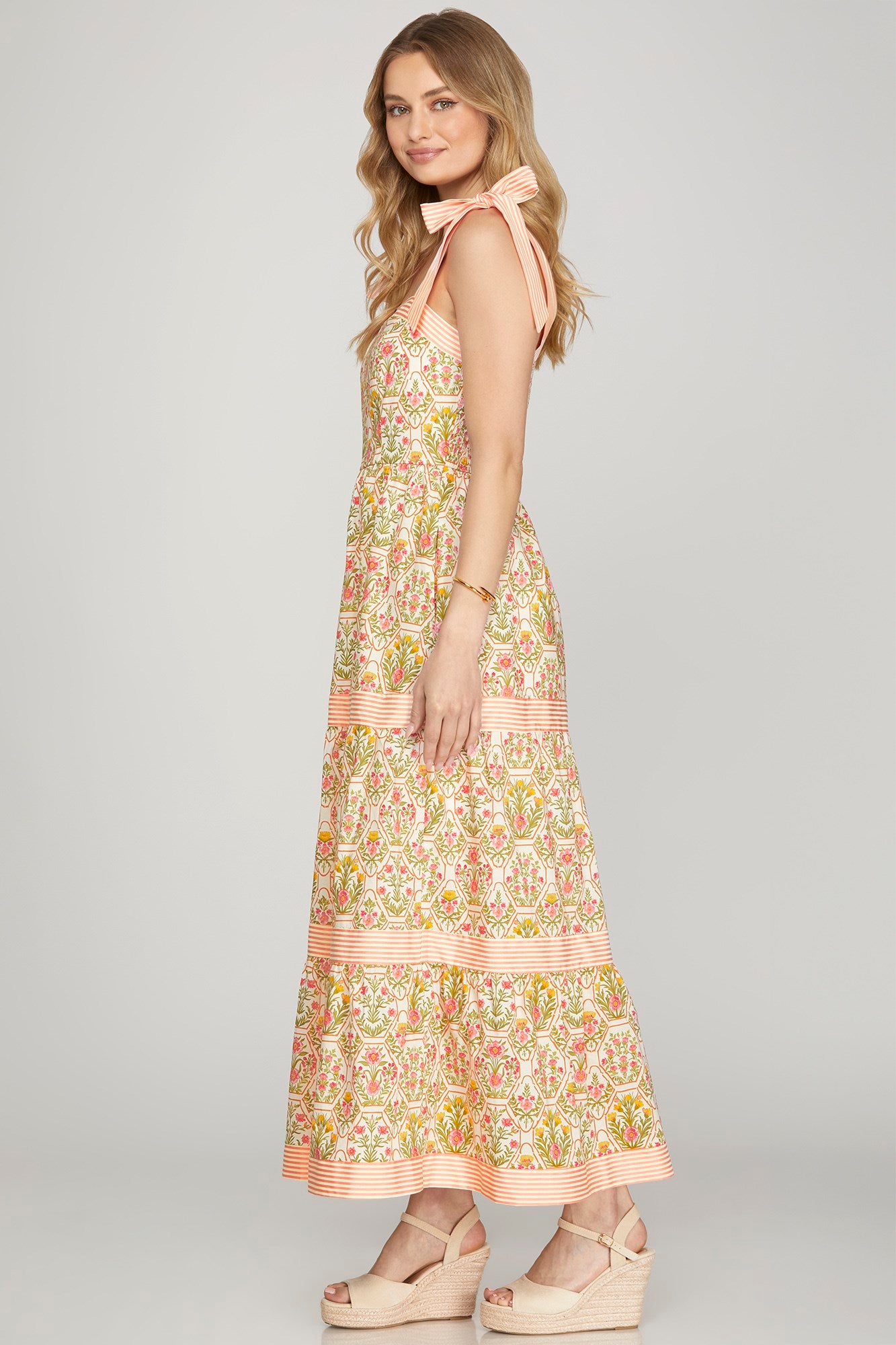 Peach Blossom Tiered Maxi