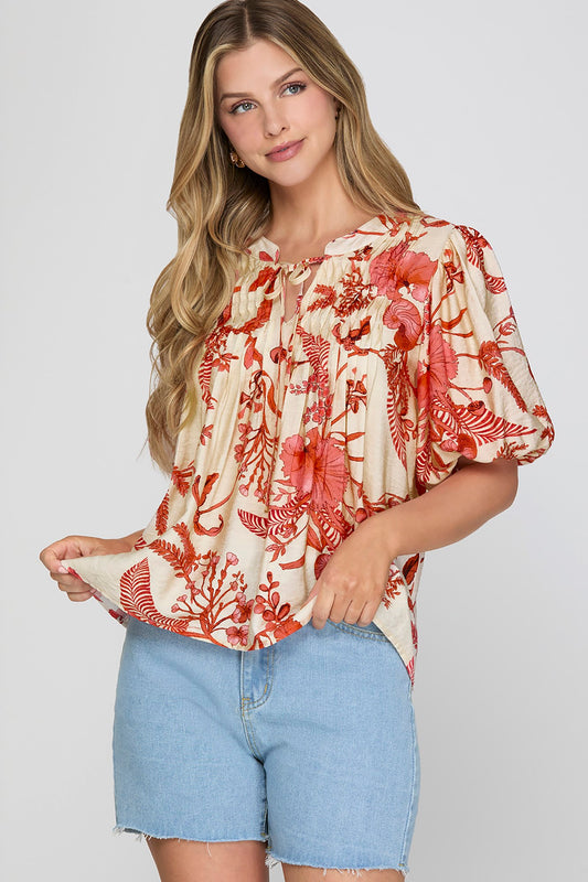 The Willow Neck Tie Floral Top