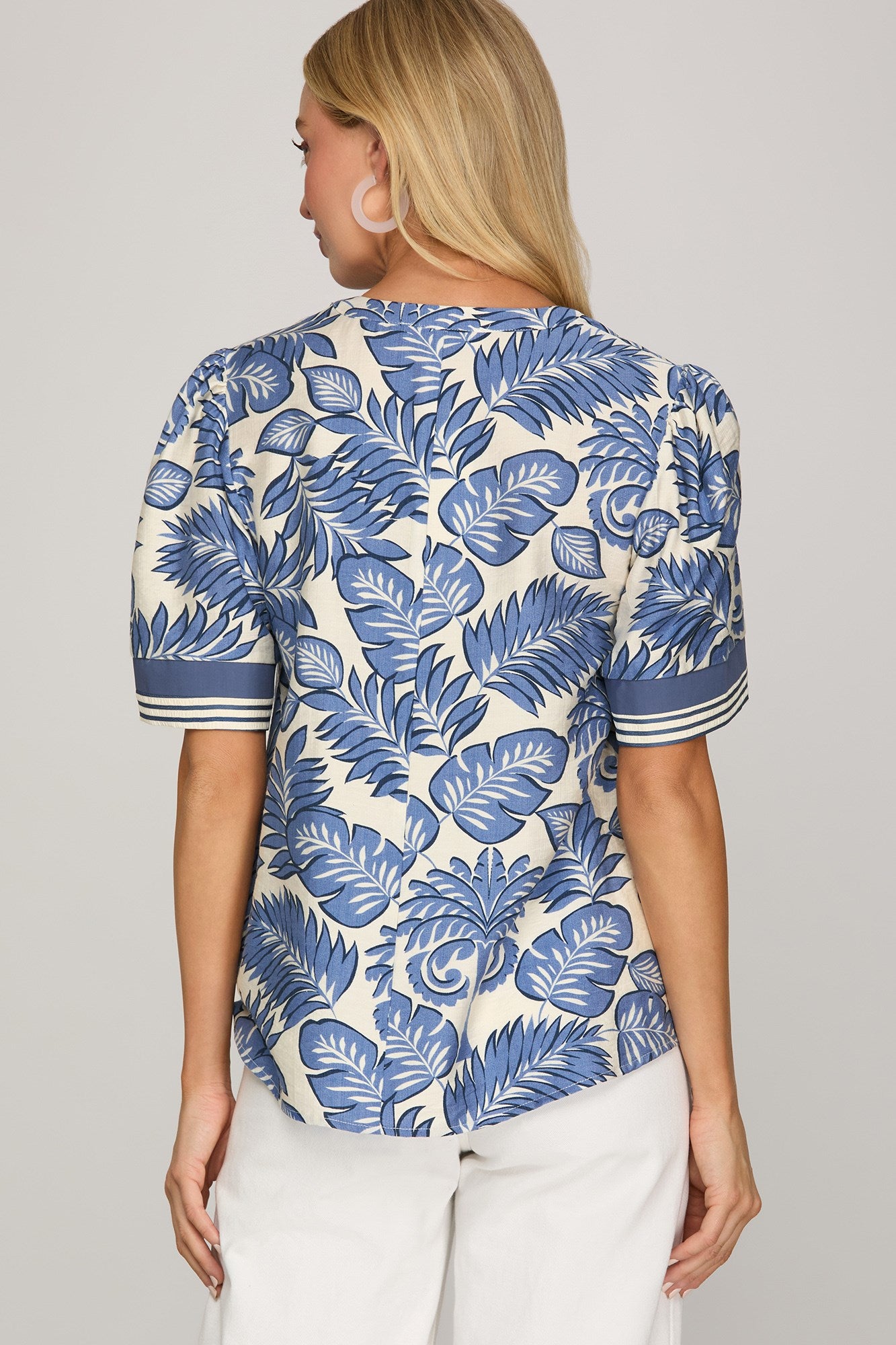 Palm V-Neck Woven Top