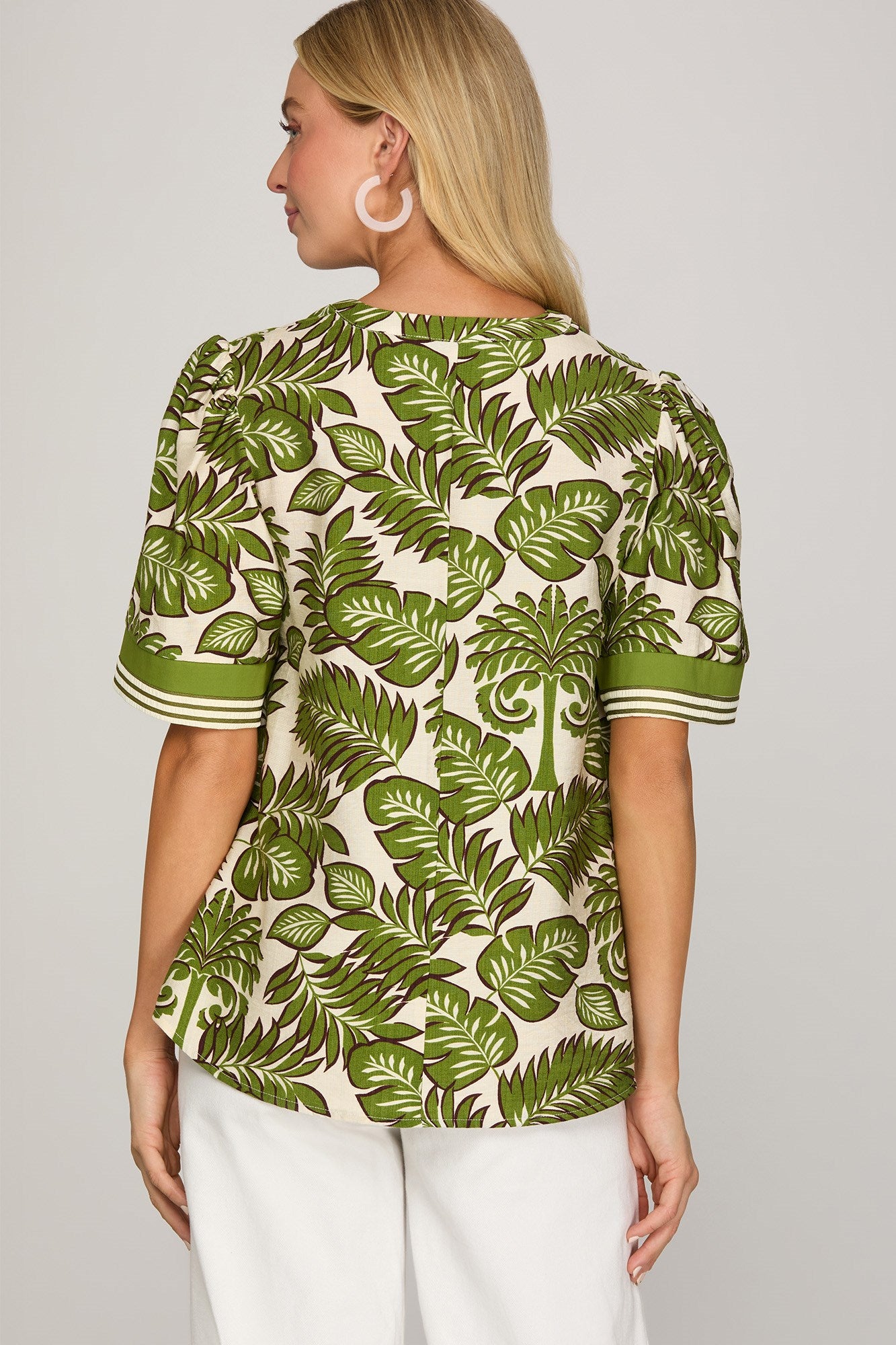 Palm V-Neck Woven Top