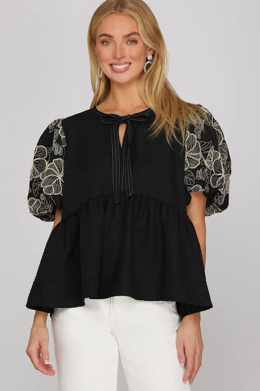 Sweet Charm Bow Babydoll Top
