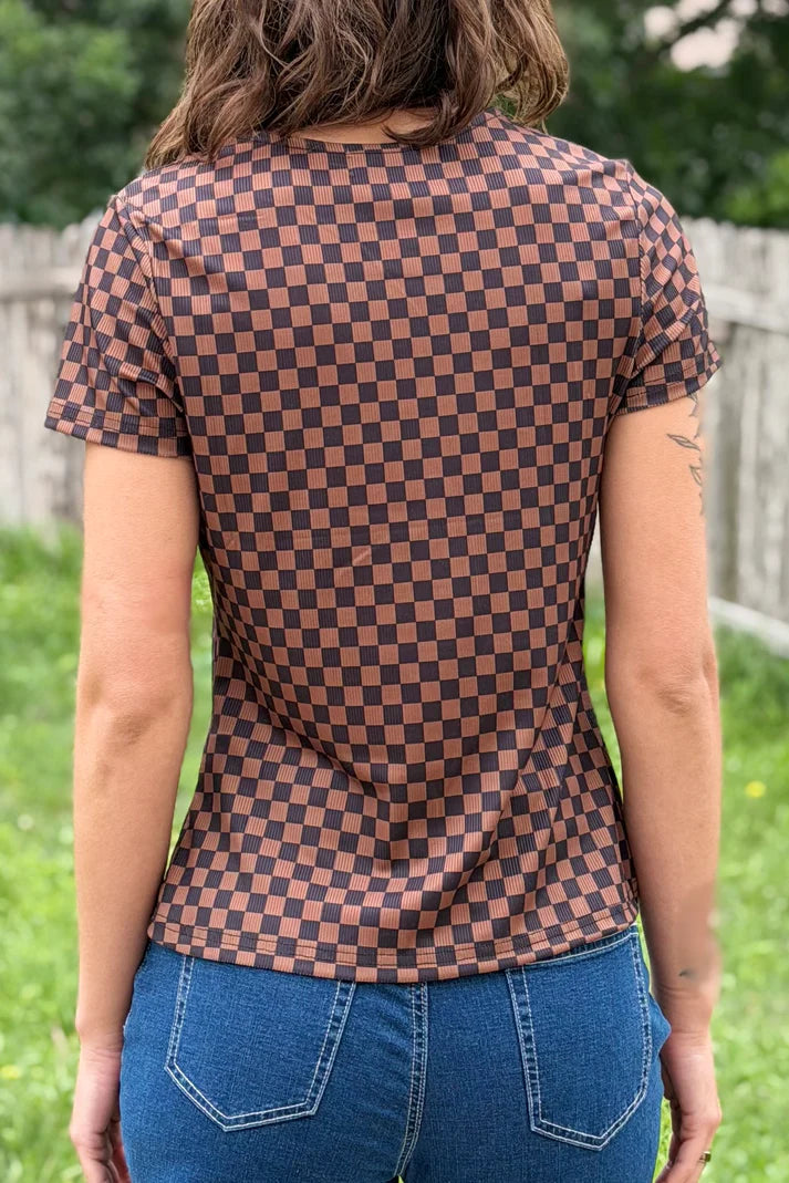 Brown Checkered Top