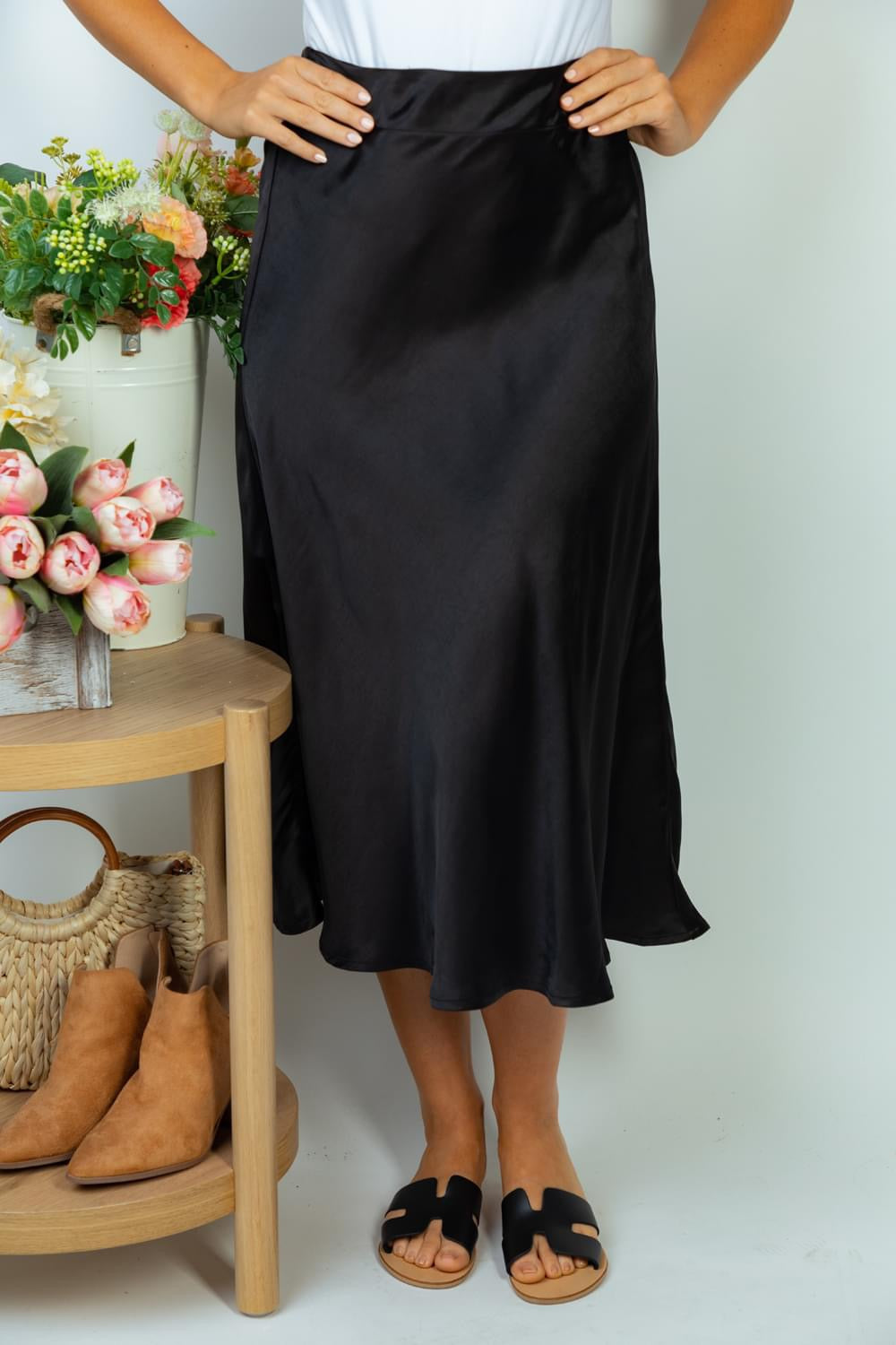 Satin Midi Skirt