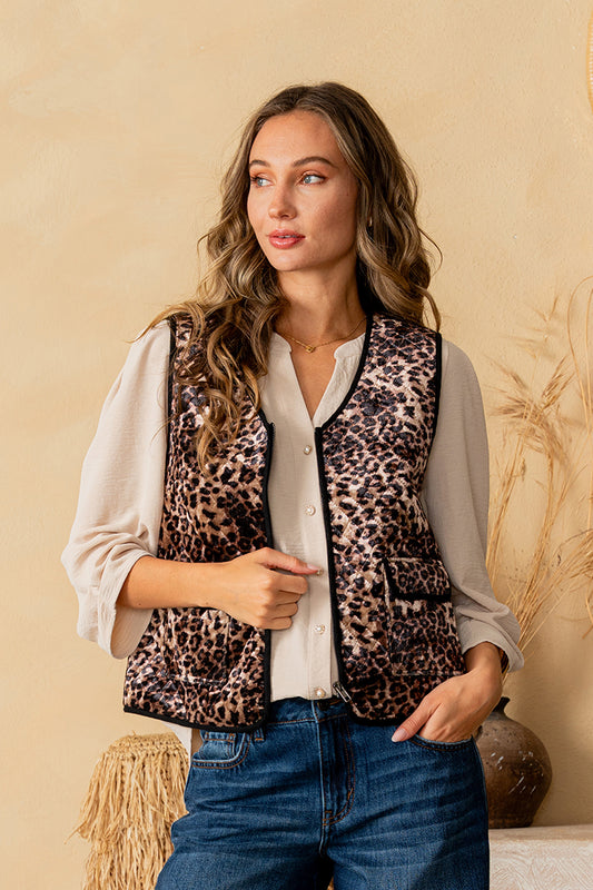 Leopard Velvet Vest