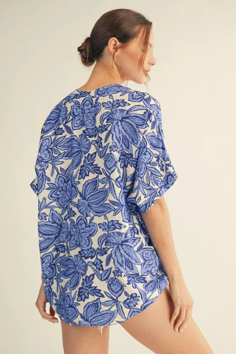 Blue Horizon Floral Loose Fit Top