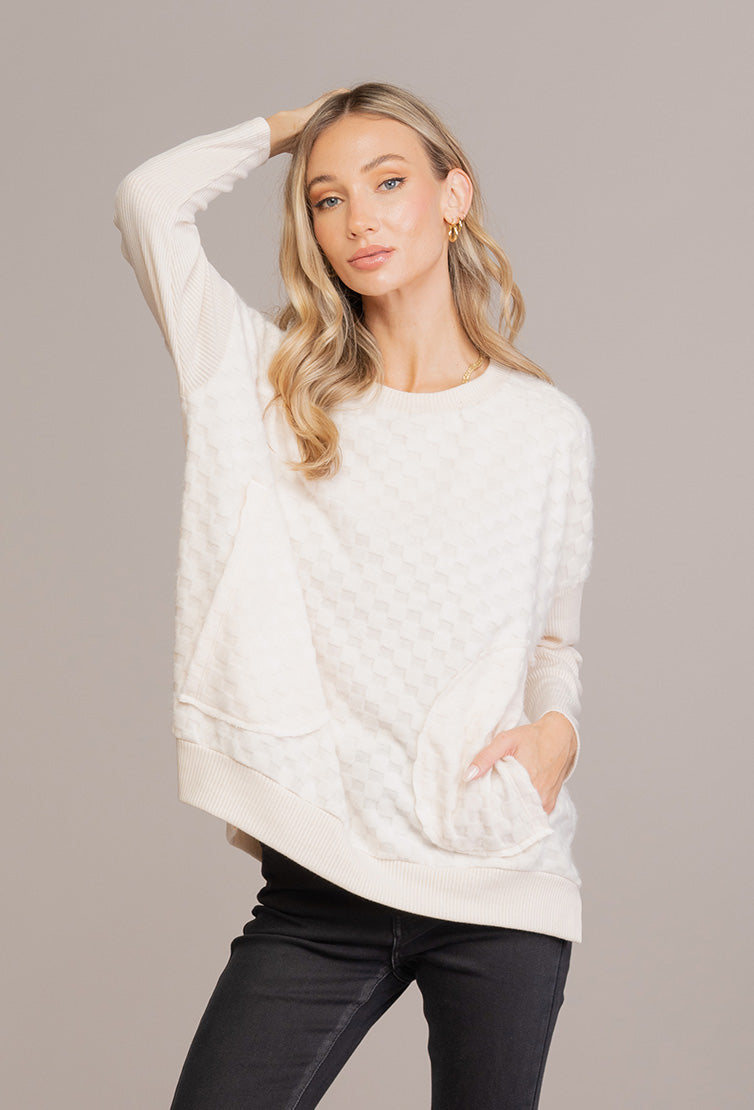 Cozy Ivory Checkered Top